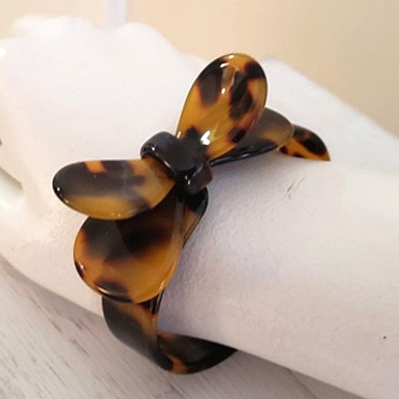 Francesca's Collections Other - Tortoise Shell 2-level Bowtie Butterfly 3D Chunky Statement Bracelet Brown Black